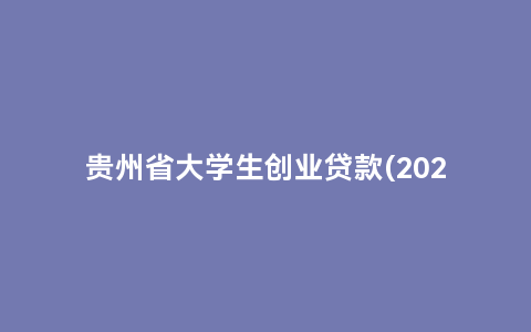 贵州省大学生创业贷款(2023年贵州大学生创业补贴申请注意事项)